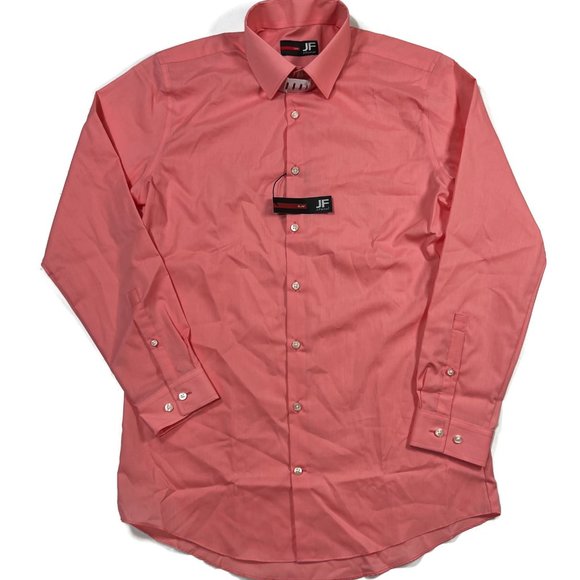 J Ferrar Slim Fit Mens Button Up Long Sleeve Dress Shirt & Tie Medium New Pink - Picture 11 of 14